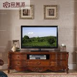 森美派 美式乡村实木电视柜1.6米 欧式雕花储物地柜 客厅卧室家具