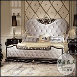 新古典床欧式布艺床美式艺型床简约雕刻别墅方床婚床实木床现代床