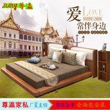 韩式榻榻米1.5米双人床现代卧室橡木软包 实木新款1.8米 储物家具
