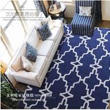 简欧个性创意地中海蓝色格子地毯客厅卧室茶几床边宾馆会议室地毯