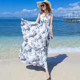 夏季波西米亚雪纺碎花连衣裙女海滩裙沙滩裙海边度假宽松显瘦长裙