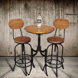 吧台桌椅子背靠椅铁艺实木升降旋转休闲咖啡厅酒吧奶茶店桌椅组合