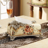 欧式古典手绘纸巾盒餐桌客厅精美树脂抽纸盒现代奢华餐巾盒装饰品