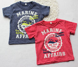出口日本 外贸原单 男小童宝宝夏季短袖海军风套头T恤80-95码