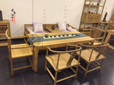 老榆木免漆新中式茶桌椅组合简约现代茶室茶桌茶台纯实木禅意家具