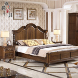 美式乡村家具 全实木床1.8米双人床黑胡桃木床复古床卧室古典婚床