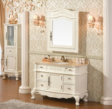 欧式实木浴室柜组合定做美式户型洗脸盆橡木落地式1米卫浴柜镜柜