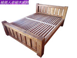 老榆木双人床实木双人床简约现代双人床全实木2米大床结婚用床