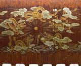 实木风化漆画五龙戏珠手绘屏风中国龙图腾原木家具搭配装饰屏风