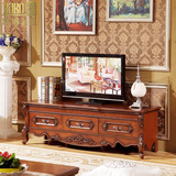 欧式电视柜实木雕花复古地柜深色乡村法式客厅美式电视机柜