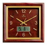 威时达钟表正方形带日历显示温度客厅静音大号挂钟简约现代时钟表