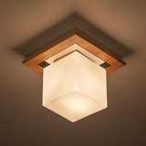 实木正方形LED吸顶灯现代简约中式玄关卧室灯阳台过道榻榻米灯具