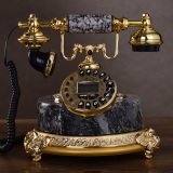ANSEL欧式仿古电话机座机家用客厅复古董电话机天然玉石高档名品