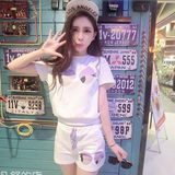 2016夏季韩版新款大码显瘦女装学生名媛短裤休闲服运动两件套装潮