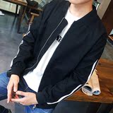 新款原创设计夹克秋装撞色条纹韩版青少年男士棒球领服外套 男潮