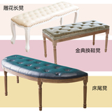 欧式床尾凳实木换鞋凳新古典布艺沙发凳长凳卧室家具美式床榻定制