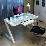 依杉简约电脑桌钢化玻璃Z型电脑桌家用学习桌子写字台简易办公桌