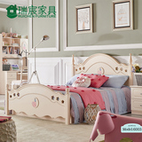 韩式田园双人床1.5米实木床儿童单人床1.2米公主床板式高箱储物床