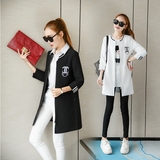 2016秋季新款韩版修身中长款学生圆领薄款长袖上衣外套风衣女装潮