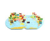 贝瑶木制儿童益智拼图地图世界地图立体插国旗地图积木玩具