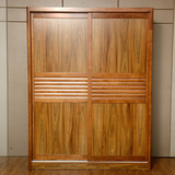 现代中式趟门衣柜实木 移门衣橱滑门储物柜橡木收纳柜推拉门衣柜