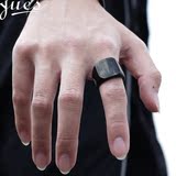 黑色戒指男霸气超大方形钛钢戒指欧美简约时尚宽指环食指潮人戒子