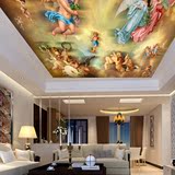 3d大型壁画欧式油画墙纸客厅天花板吊顶壁纸人物天顶墙布无纺布