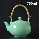 买一送一大号龙泉青瓷兰花提梁壶陶瓷凉水壶沏茶壶个人茶具泡茶壶