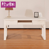实木电脑桌办公桌书桌白色家用台式桌椅组合现代中式东北老榆木