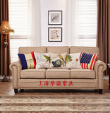 美式沙发外贸原单法式乡村客厅家具 棉麻布三人客厅休闲沙发 现货
