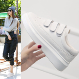 新款小白鞋真皮魔术贴休闲韩版运动鞋女板鞋学生女鞋厚底内增高潮
