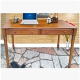 实木电脑桌 北欧宜家书桌 美式乡村用办公写字桌胡桃色新西兰松木