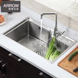 箭牌厨房水槽 洗菜盆套餐不锈钢拉丝大单槽304加厚洗碗池AE5502