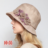 库茵 新款女士遮阳帽太阳帽防紫外线花朵帽子可折叠防晒帽子