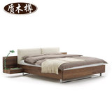 简约现代 软靠实木床 1.8米双人床 1.5m卧室家具婚床 床头柜一体