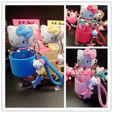 包邮正版hellokitty玻璃杯KT猫头可爱便携提绳喝水杯韩国杯子学生