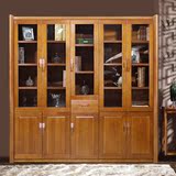 实木书柜书架自由组合 中式书房家具书橱书架 带门储物柜定制特价