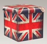 英国国旗搁脚多用折叠皮革收纳凳子换鞋凳收纳箱储物凳包邮