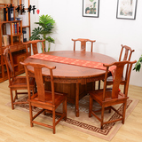 仿古实木大圆桌客厅餐厅家具中式酒店餐桌椅组合1.4/1.6/1.8/2米