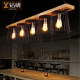 创新美式乡村铁艺吊灯搭配设计空间酒吧咖啡厅木艺个性餐厅艺灯具