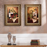 家居餐厅装饰画高档双框美式挂画客厅简欧壁画过道走廊墙画红酒画