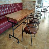 美式LOFT工业风餐桌餐椅套件组合铁艺实木餐厅桌椅复古酒吧桌子