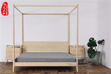 老榆木黑胡桃木纯实木四柱床架子床双人1.8米现代简约中式卧室床