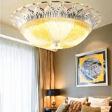 美式LED吸顶灯现代简约卧室锌合灯圆形阳光过道玄关玻璃节能灯具