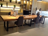 美式loft复古实木铁艺4-6餐桌椅组合简约现代长方形办公桌会议桌