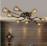 铁艺吸顶灯loft美式客厅卧室书房创意网吧工业风复古酒吧水管灯具