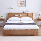 全实木白橡木储物双人床北欧宜家婚床高低床卧室家具环保简约日式