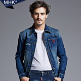 MHK2016春装新款韩版修身个性百搭男士牛仔外套复古牛仔夹克男