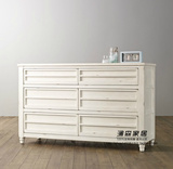 法式美式橡木实木家具白色做旧斗柜梳妆台储物柜田园风格