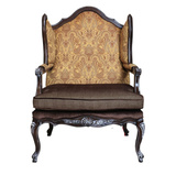 美式乡村实木复古休闲椅子创意单人沙发椅法式布艺扶手老虎椅定制